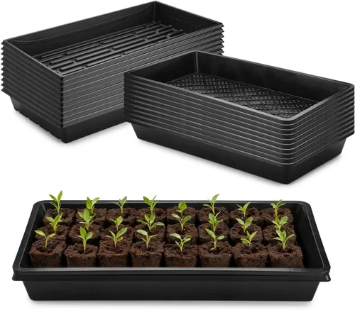 Miniatura 10 de RooTrimmer Vivero de cultivo de plantas, bandejas estándar 1020, bandeja de plástico resistente para microverdes para trasplante de macetas