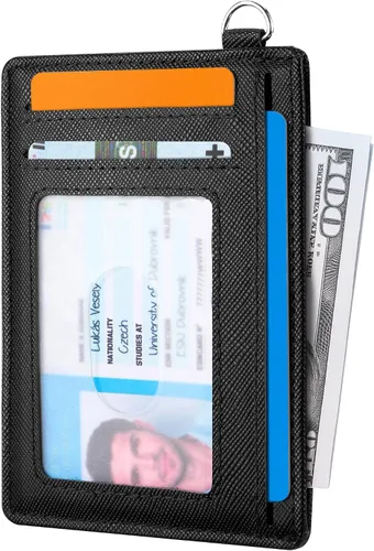 Miniatura 2 de Mayski Cartera delgada minimalista, soporte para tarjetas de crédito para mujeres y hombres, estuches para tarjetas con bloqueo RFID en el bolsillo