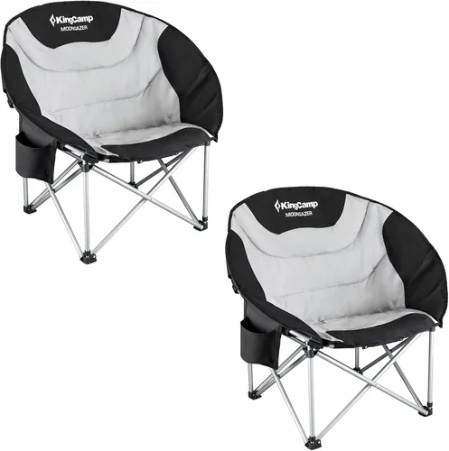 Miniatura 10 de KingCamp Sillón plegable Saucer Moon con bolsillo de almacenamiento para portavasos para interior o exterior, campamento y uso en el portón trasero