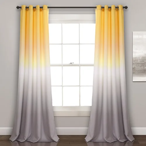Lush Decor Cortinas Ombre Fiesta con Filtro de Luz Juego de Paneles para Ventana para Sala, Comedor, Dormitorio (Par), 52" An x 84" L, Amarillo y