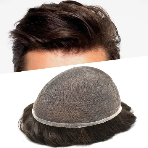Toupee para hombres completo encaje francés hombres toupee hairpieces 100% europeo cabello humano reemplazo sistema hombres piezas de pelo protesis