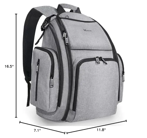 Miniatura 9 de Mancro - Mochila, pañalera, Mochila para pañales para papá y mamá, bolsa de viaje para mujeres y hombres, L, 1-gris