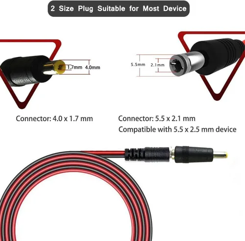 Miniatura 2 de DOCA Adaptador de vehículo CC Lightning Cargador de coche Cable de fuente de alimentación de 4 pies de largo para reproductor de DVD portátil