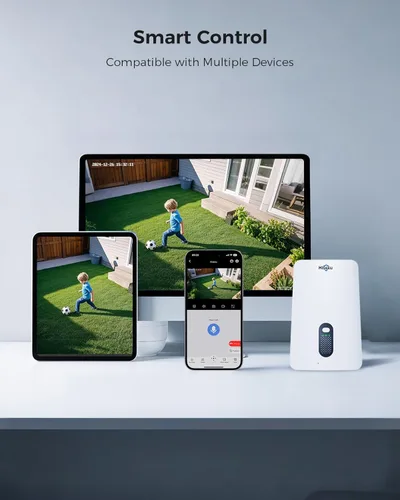 Miniatura 9 de Hiseeu Cámaras de seguridad inalámbricas para exteriores, kit de 2 cámaras, ampliable a 10CH, sin tarifa mensual, alimentado por energía solar, Kit