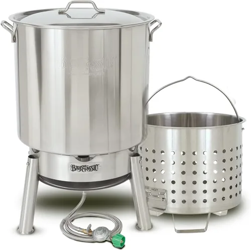 Miniatura 12 de Bayou Classic El kit de cocina de caldera de acero inoxidable cuenta con caldera de acero inoxidable de 44 cuartos con tapa, cesta de vapor/hervir