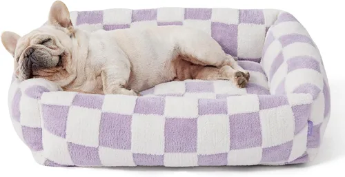 Miniatura 12 de LE SURE Bonita cama para perros y gatos pequeños, camas lavables para cachorros, acogedor sofá ortopédico rectangular para mascotas con felpa