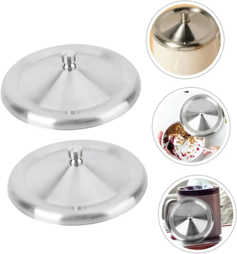 Miniatura 7 de Cabilock Tapas de taza de acero inoxidable a prueba de fugas de 3.14 pulgadas, juego de 2 tapas para tazas de agua con bordes lisos para tazas