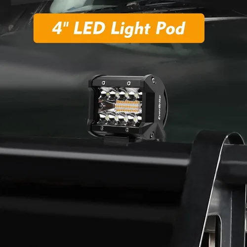 Miniatura 7 de EverBrite 2 cápsulas LED de 4 pulgadas y 60 W, cápsulas de luz todoterreno, estroboscópica ámbar blanco, 6 modos con función de memoria, luces LED