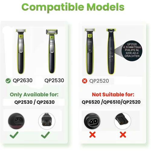 Miniatura 2 de LinMei Cable de carga USB apto para Philips Norelco QP2533 QP2520 QP2630 QP6510 QP6520 One Blade Trimmer HQ8505 HQ850 HQ840 Barbera Shaver 5V Cable