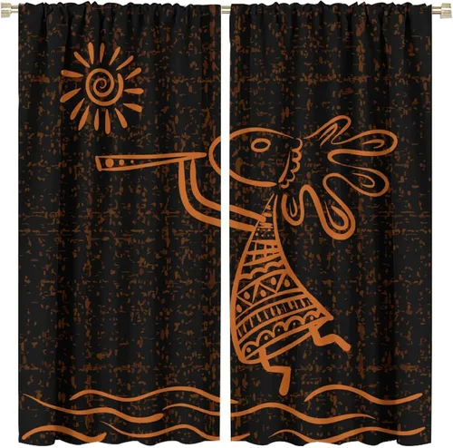 Miniatura 30 de Kokopelli - Cortinas opacas para cocina, decoración de sala de estar, dormitorio, 21 x 45 pulgadas, 2 paneles