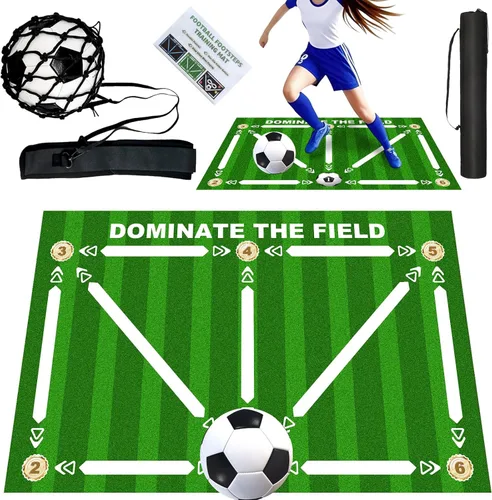 Miniatura 8 de Football Footstep Training Mat, Soccer Training Mat 35 * 24IN, Soccer Skills Training Equipment with Storage Bag and Soccer Return Trainer Net