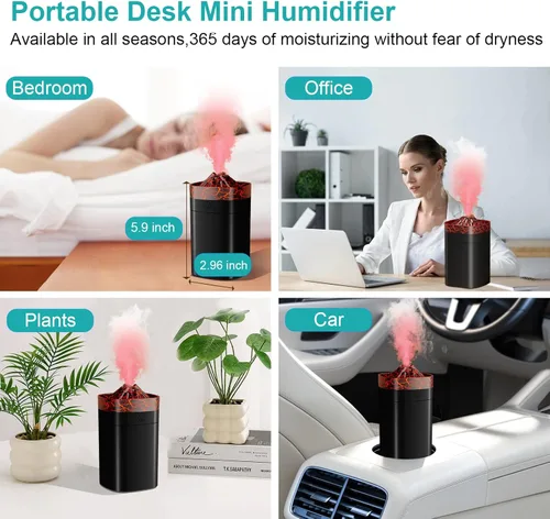 Miniatura 7 de Minihumidificador portátil, humidificador pequeño de 400 ml con gran rociado de 2 modos, humidificadores de escritorio personal USB para el hogar