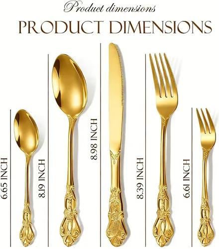 Miniatura 3 de flatware set, modern royal gold stainless Steel silverware set for Wedding and Festival, service for 4, daily use cutlery set utensil set