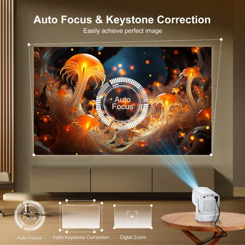 Miniatura 5 de [Enfoque automático y Keystone / 1080P nativo] Mini proyector con Wifi y Bluetooth 5.4, proyector portátil para películas al aire libre/dormitorio