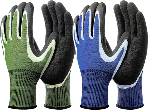 DOFOWORK Gardening Gloves - 6 Pair Gardening Gloves for Women/Men, Breathable Natural Latex Garden Gloves with Grip