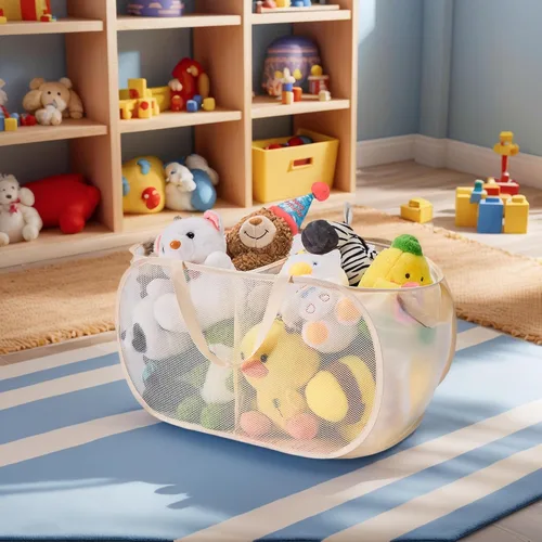 Miniatura 2 de Cesta organizadora de juguetes grande para niños, niñas, contenedores plegables de almacenamiento de juguetes con divisores y 2 asas resistentes