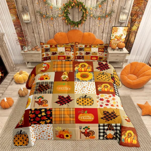 Miniatura 42 de Lindo juego de edredón de murciélago tamaño Queen con diseño de animales de Feliz Halloween, 3 piezas para decoración de habitación de niños