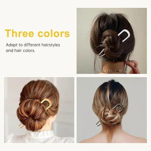 Miniatura 4 de Horquilla francesa antideslizante multiusos para mujer, elegante tenedor de metal para recoger, moños y trenzas, seguro y cómodo todo el día, 1
