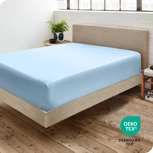 Miniatura 4 de Bare Home - Sábana bajera de microfibra 1800 muy suave y sin arrugas, para colchones altos tamaño matrimonial, color azul claro 13 - Azul claro