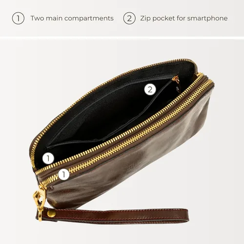 Miniatura 4 de Time Resistance Bolso de mano de cuero para hombre - Bolsa organizadora para hombres - Bolso de muñeca - Maletín hecho a mano en Italia - Caja