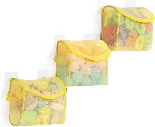 Miniatura 10 de Goowin Almacenamiento de juguetes de baño, soporte para juguetes de baño, organizador de juguetes de baño con aberturas grandes de 3 compartimentos