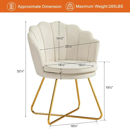 Miniatura 2 de Furniliving Sillas de tocador de terciopelo, sillas decorativas tapizadas para sala de estar, silla de maquillaje para dormitorio, oficina en casa
