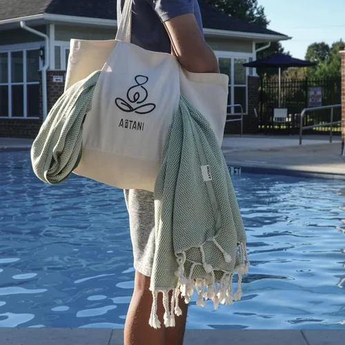 Miniatura 4 de ATANI Juego de toallas de playa turcas de gran tamaño de 69 x 35 pulgadas con bolsa de mano, secado rápido, 100% algodón turco, resistente a