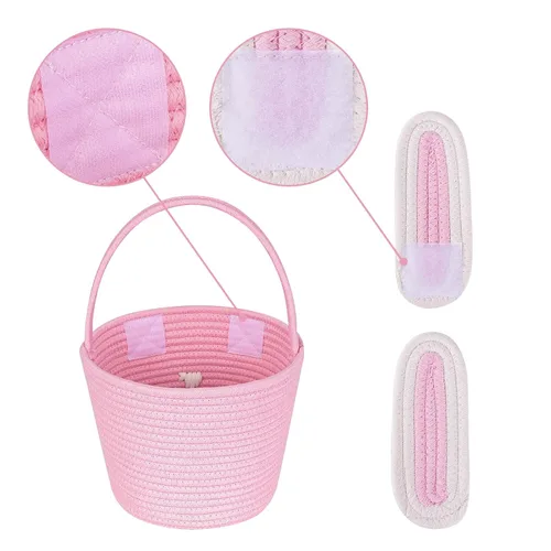 Miniatura 6 de CubesLand Cestas de Pascua para niños, juego de 2 cubos vacíos de conejo con asa, bolsas de cesta de caza de huevos de Pascua suaves y resistentes