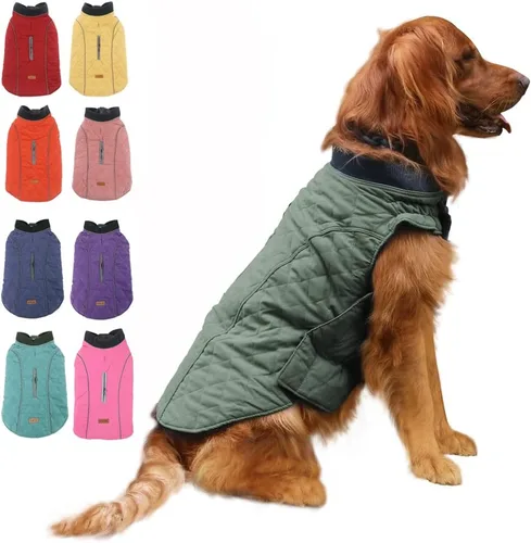 Miniatura 10 de EMUST Chamarras para perros, talla pequeña/mediana/grande, abrigo de invierno para perros grandes, azul oscuro, XL