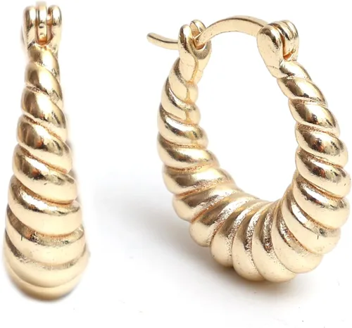 Miniatura 22 de Gempires - Aretes ligeros y gruesos, delicados y minimalistas, hipoalergénicos, chapados en oro, sin deslustre, diseño clásico, para uso diario
