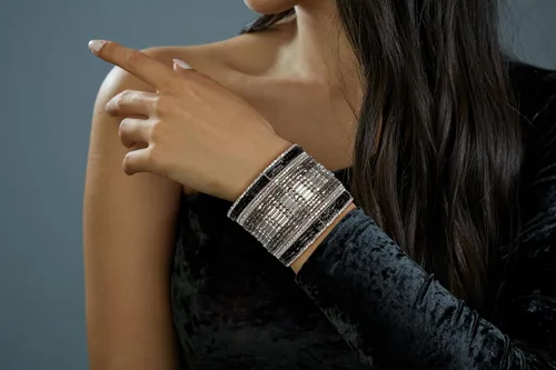 Miniatura 4 de SPUNKYsoul - Brazalete para mujer, acero inoxidable, NegroPlateado, cuff-bracelets-arc