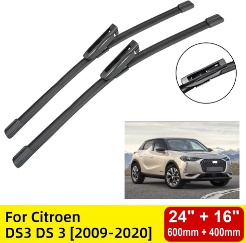Miniatura 2 de Limpiaparabrisas delantero compatible con Citroen DS3 DS 3 2009-2020 parabrisas ventana 24 + 16 pulgadas 2012 2013 2014 2015 2016 2017 2018 2019