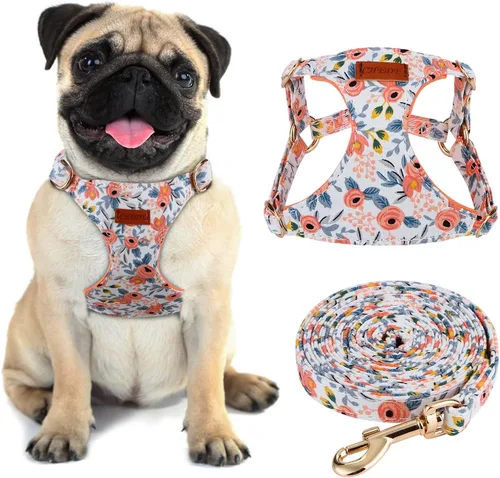 Miniatura 15 de CHEDE Arnés para Perro sin Tirones con Patrón Floral - Arnés para Perro Ligero y Suave, Arnés Ajustable para Perros Pequeños y Juego de Correa