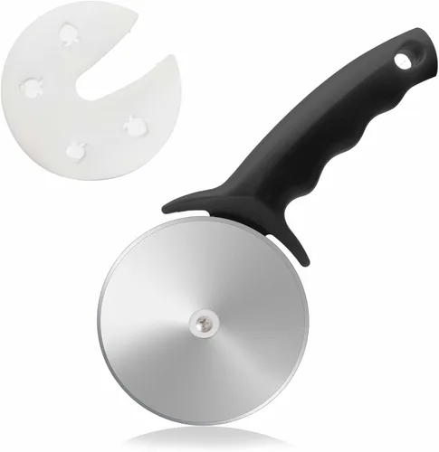 Rueda cortadora de pizza de 4 pulgadas, cortador de pizza grande de acero inoxidable con tapa, cortador de pizza súper afilado, apto para