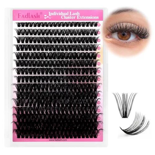 Miniatura 41 de Racimos de pestañas 10-16mm 144 piezas Bandeja mixta Pestañas individuales Rizo D Pestañas individuales en racimo Extensiones de pestañas