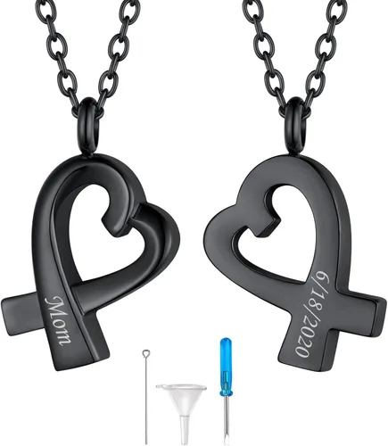 Miniatura 257 de FindChic Collares personalizados con urna para cenizas, barra vertical, gato, luna, reloj de arena, garra de perro, acero inoxidable, chapado en oro