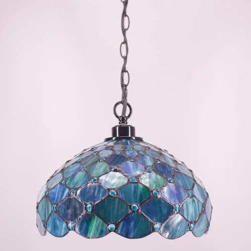 Miniatura 3 de Lámpara Colgante Tiffany con Enchufe de Vidrio Emplomado Swag 12X12X181 Pulgadas Lámpara Colgante