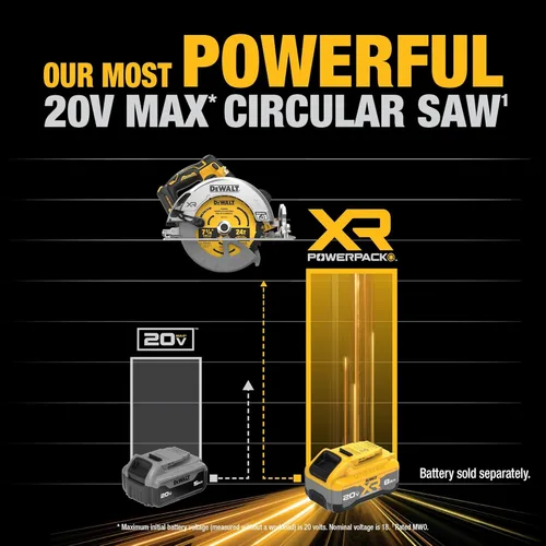 Miniatura 7 de DEWALT Sierra circular inalámbrica sin escobillas de 20 V MAX XR de 7-1/4 pulgadas, solo herramienta (DCS590B)