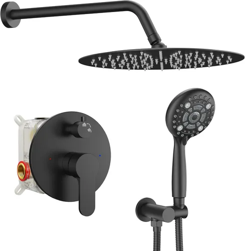 Miniatura 13 de SR SUN RISE Grifo de ducha – Sistema de cabezal de ducha multifuncional de alta presión de 8 pulgadas con accesorios de cabezal de ducha de mano