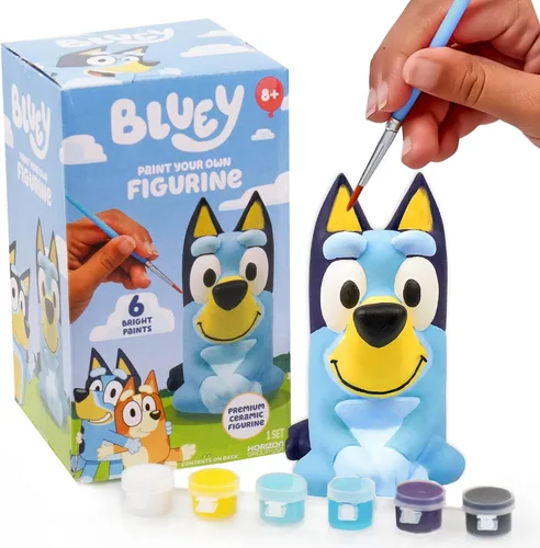 Miniatura 12 de Juego de té Bluey Paint & Play, juego de madera de 6 piezas, personalizable con pintura y calcomanías, 2 coronas portátiles, juguetes divertidos