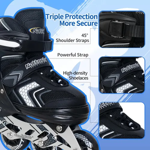 Miniatura 2 de Nattork Patines en línea ajustables para niñas y niños con ruedas completamente iluminadas, patines en línea para principiantes para niños y jóvenes