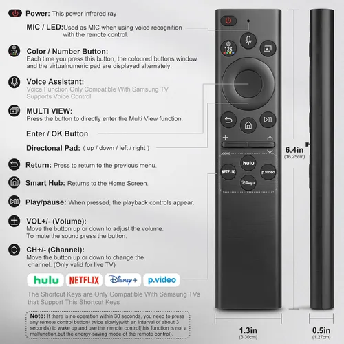 Miniatura 8 de para Samsung-Smart-TV, control remoto, reemplazo, control remoto universal para televisores inteligentes Samsung Frame curvado de cristal 2019 2026