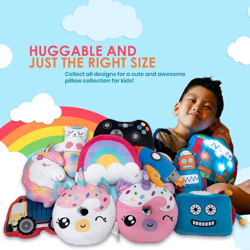 Miniatura 4 de Unicorns & Robots Almohada iluminada para niños, luz nocturna LED de felpa para niños y niñas, certificado Oeko TEX, juguete iluminado para dormir