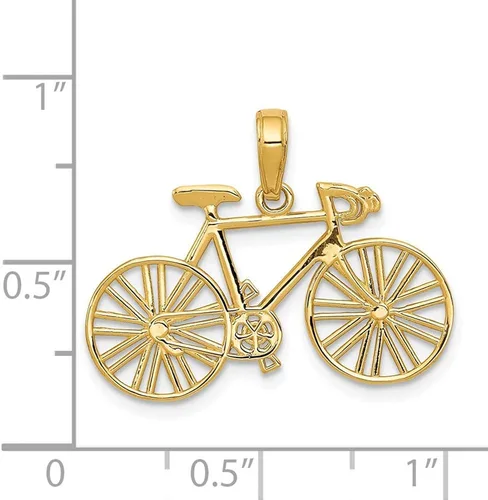 Miniatura 2 de Colgante de dije de bicicleta pulido de oro amarillo de 14 quilates 0728in x 1024in Oro amarillo