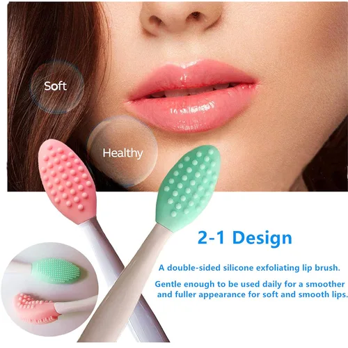 Miniatura 3 de 3 piezas de cepillo exfoliante para labios, exfoliador de labios, herramienta de cepillo para labios de silicona de doble cara para hombres