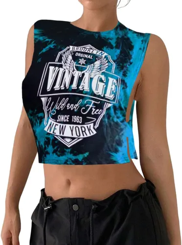 Miniatura 5 de Remidoo Camiseta corta sin mangas con estampado gráfico de letras para mujer