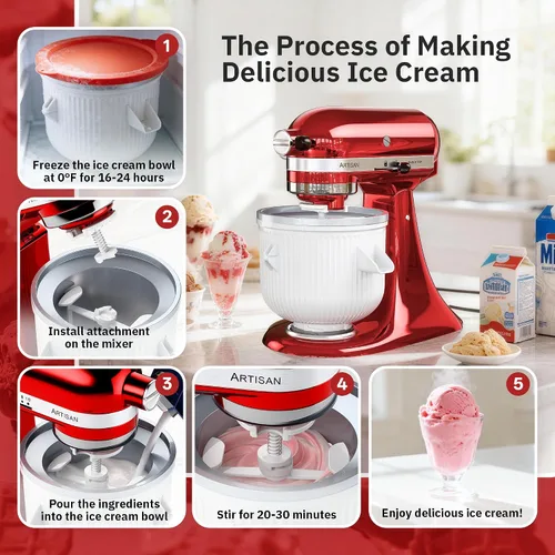 Miniatura 7 de KitchenAid - Accesorio para máquina de helados para batidora de pie, cuenco de helado compatible con batidoras de soporte de 4.5 cuartos de galón