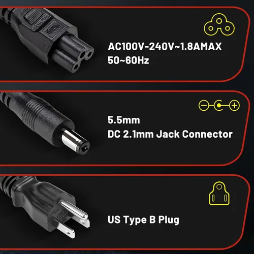 Miniatura 3 de Salida del cargador de batería de litio de 36 V 42 V 2 A para baterías de bicicleta eléctrica, cargador con conector jack DC2.1 (0.217 x 0.083 in)