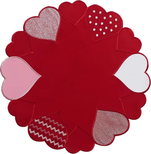 Miniatura 10 de OWENIE Caminos de mesa para el día de San Valentín, centros de mesa de San Valentín, 13 x 36 pulgadas, decoración de mesa roja bordada con corazón