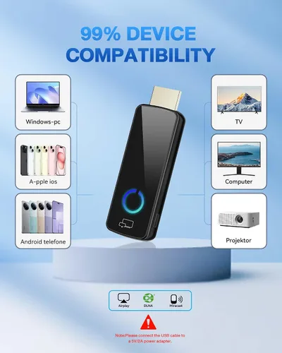 Miniatura 3 de Adaptador Dongle de pantalla inalámbrica actualizado 2026, transmisor portátil 4K HDMI Streaming, AirPlay/Miracast, WiFi de 5 GHz, Plug & Play